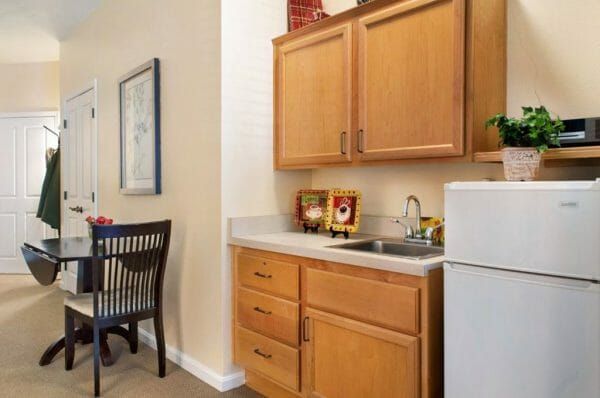 Kitchenette in Model Apartment at Sunrise at Canyon Crest