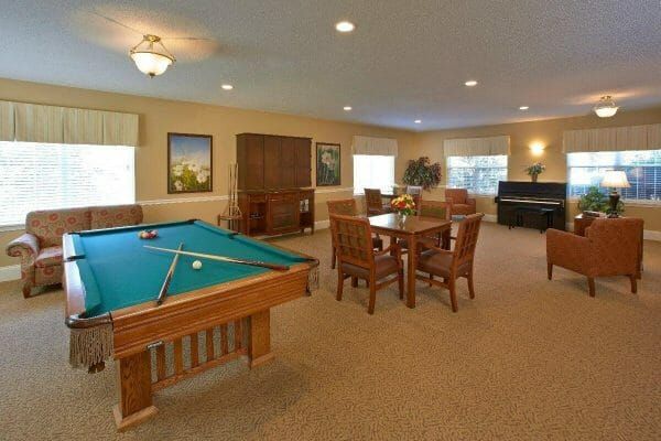 The Village at East Farms common area and pool table