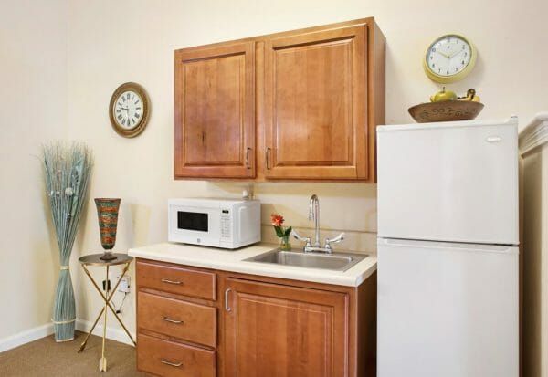 Model kitchen in an apartment at Sunrise of Scottsdale