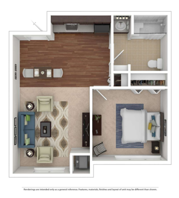 Brooklyn Pointe Assisted Living one bedroom floor plan