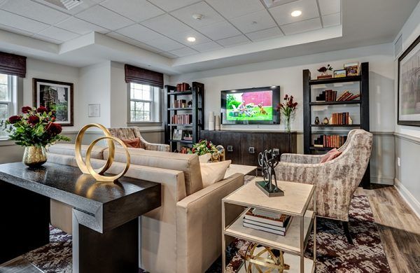 A cozy tv lounge at Crescent Fields at Huntingdon Valley