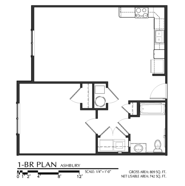 The Ashbury one bedroom floor plan