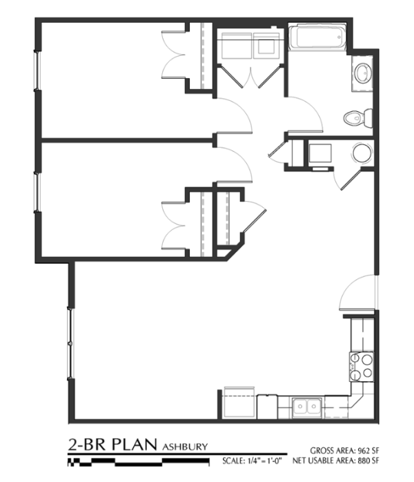 The Ashbury two bedroom floor plan