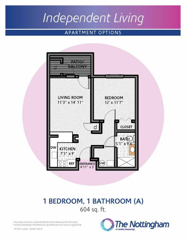 The Nottingham independent living floor plan A