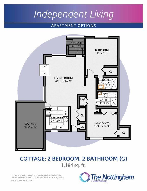 The Nottingham independent living floor plan Cottage G