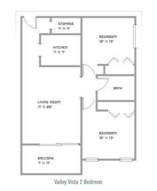 Valley Vista Apartments two bedroom floor plan