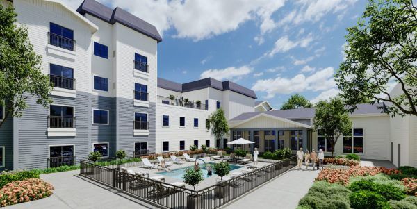 Outdoor pool and building at Highpoint at Fort Mill