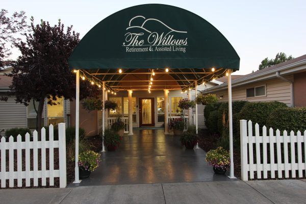 Covered walkway in to The Willows Assisted Living & Memory Support