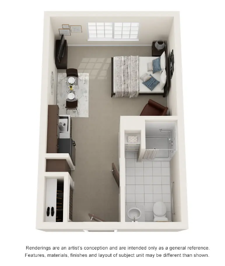 Arlington Place Health Campus assisted living studio floor plan