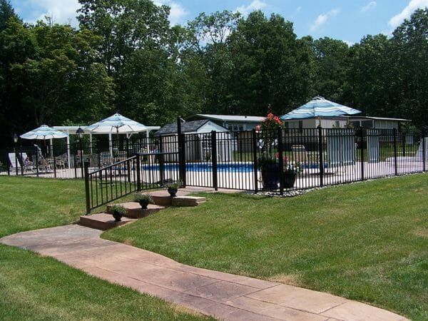 Pine View Terrace's fenced-in pool area