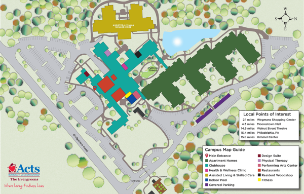 The Evergreens campus map