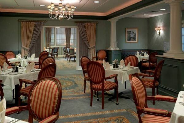 One of two dining rooms at The Evergreens