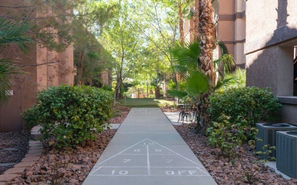 Carefree Senior Living at The Willows' outdoor shuffleboard court