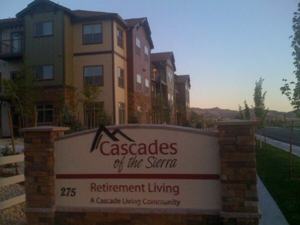 Cascades of the Sierra's community sign and building exterior