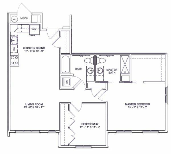 Heritage Run at Stadium Place Floor Plan Mayfield Two Bedroom Two Bath