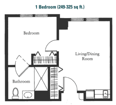 Monmouth Crossing Assisted Living one bedroom floor plan
